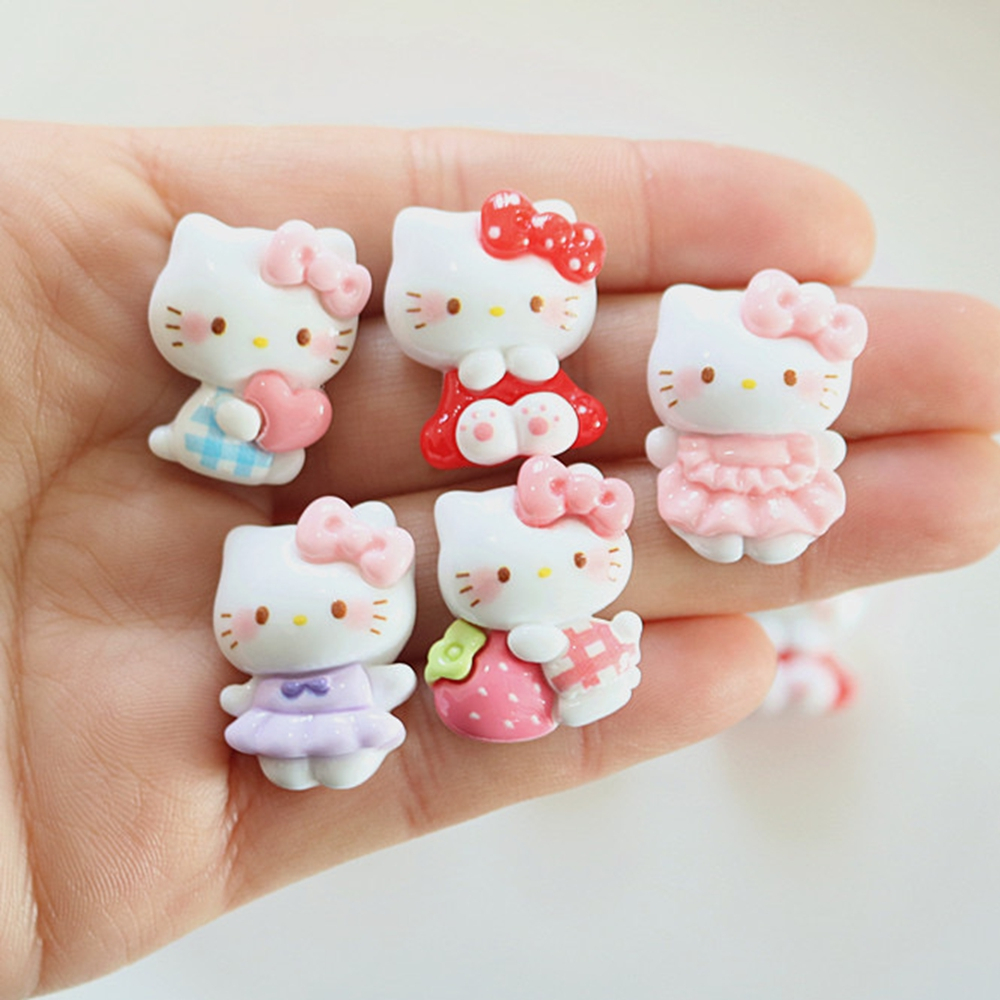 10 peças/Set arco dos desenhos animados gato fundo plano DIY acessórios de resina decoração, acessórios de grampo de cab em Oferta na Shopee