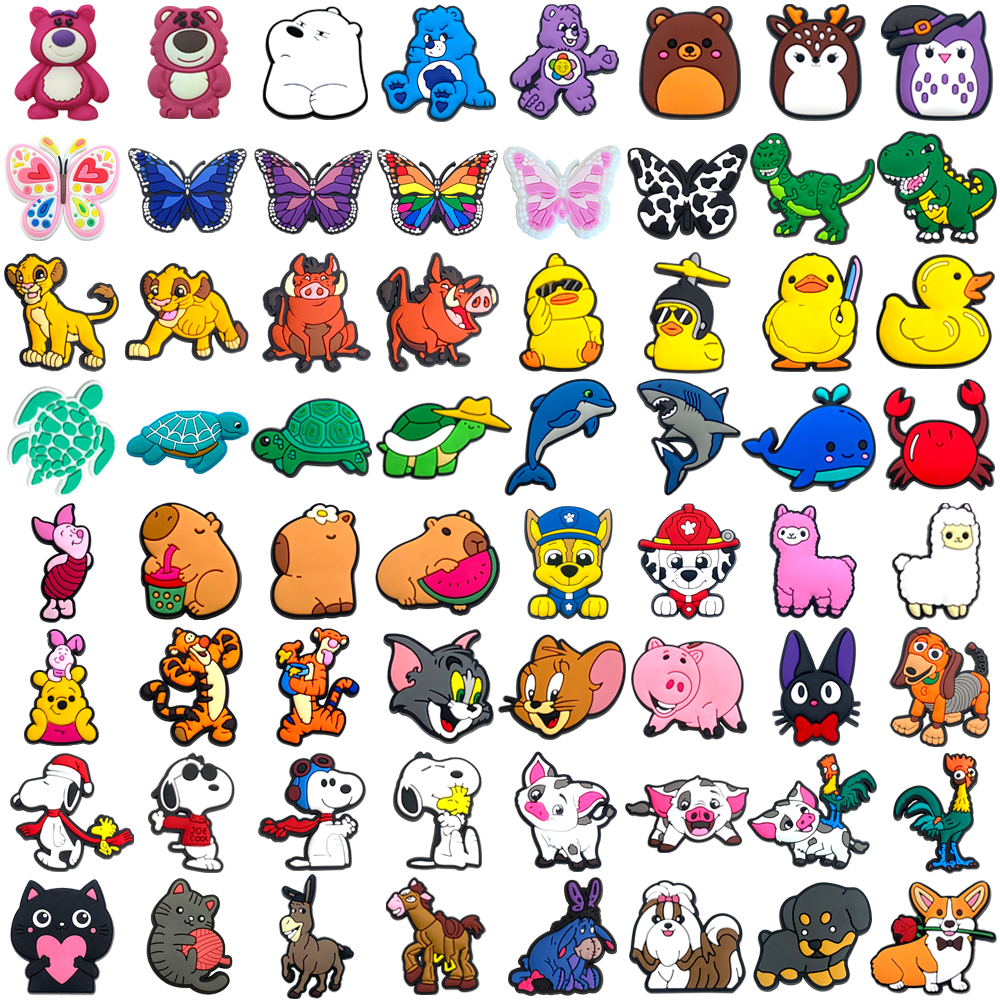 MEIDJ Encantos De Sapato Desenhos Animados Animais Padrões 100 Decorações Acessórios De PVC Com Botão