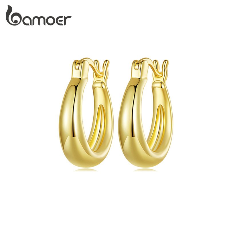 BAMOER 18K Brincos De Metal Grandes Revestidos A Ouro Jóias De Moda Para Mulheres - Fashion Accessories