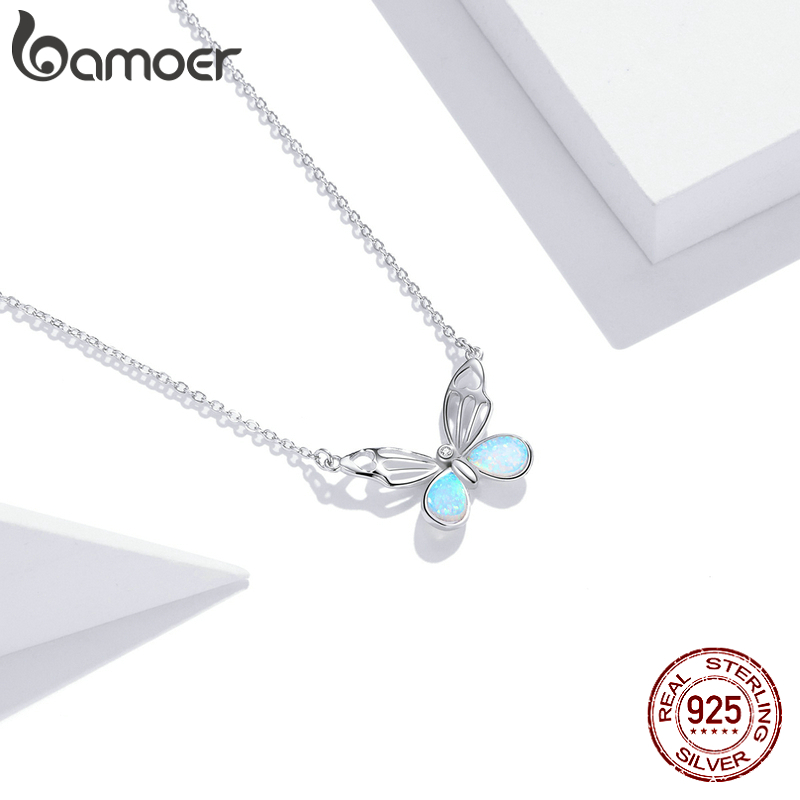 Colar De Prata Esterlina 925 Bamoer Com Design De Borboleta Simples Para Presentes Femininos