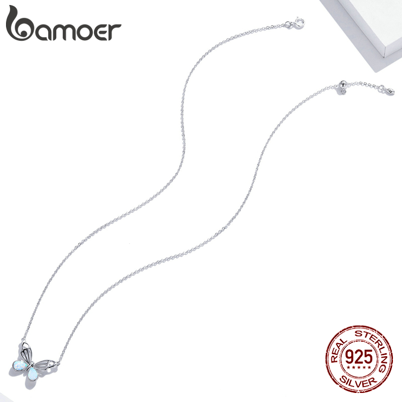 Detalhes do Colar De Prata Esterlina 925 Bamoer Com Design De Borboleta Simples Para Presentes Femininos