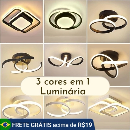 Luminária De Teto Plafon Led Moderna Lustre para Corredor Sala Quarto Cozinha 110V/220V~