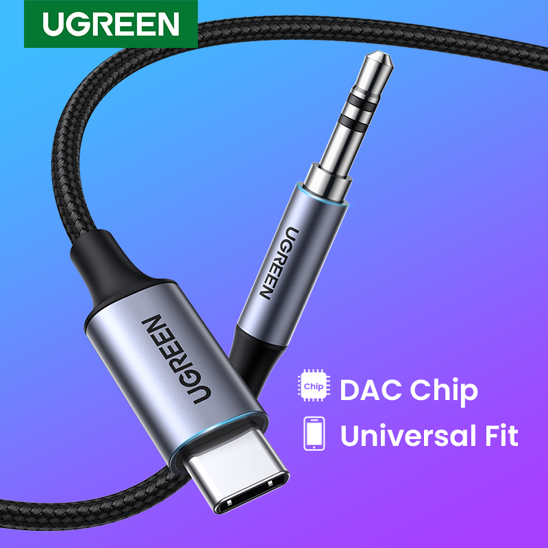 UGREEN USB C Para 3.5mm Cabo Aux De Áudio Tipo 3.5mm Fone De Ouvido Macho Jack Plug Adaptador Estéreo Auxiliar Do Carro em Oferta na Shopee