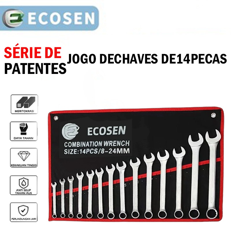 Conjunto de chave combinada profissional aço carbono combinação fixa chave 19/14/12/10/8 em Oferta na Shopee