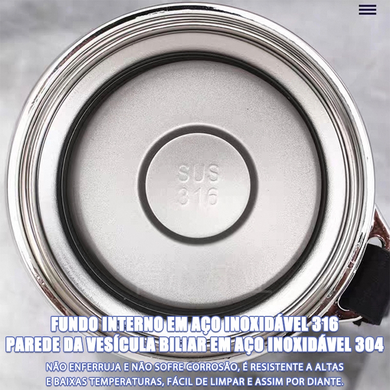 Garrafa Térmica de Água 800ml ou 1000ml Inox Com Infusor Prata Dourada Azul  Parede Dupla Com Alça