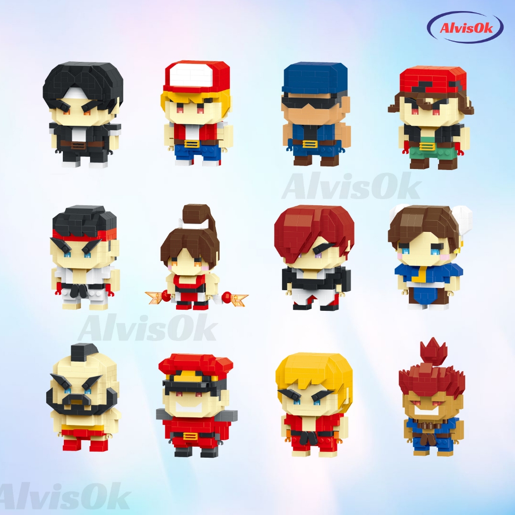 Blocos Montar Anime Mini Brinquedos Colecionáveis - One Piece, Herói Clássico, Kimetsu, Street Fighter