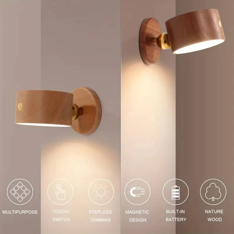 Lâmpada De Parede Sem fio Com Imã Luz de Leitura LED Moderna Luminaria de Dimmer Alimentad...