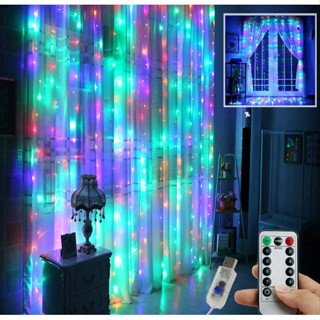 Janela Cortina led pisca pisca 4x3 metros Luzes Cordas 8 Modos Controle Remoto USB Alimentado À Prova D'água — imagem 2 de 2