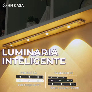 Smart Luminária LED com sensor de movimento, recarregável via USB, fina e com 3 módulos de luz (20/40/60cm)