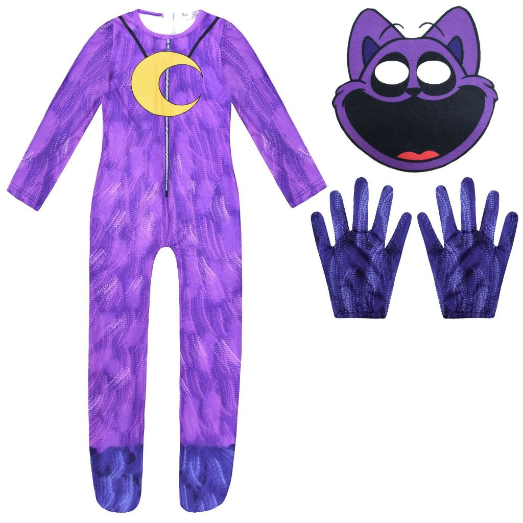 Critérios Sorridentes Cosplay Trajes Catnap Accion Macacão Halloween Carnaval Traje Festa Para Crianças Gato Sonolento