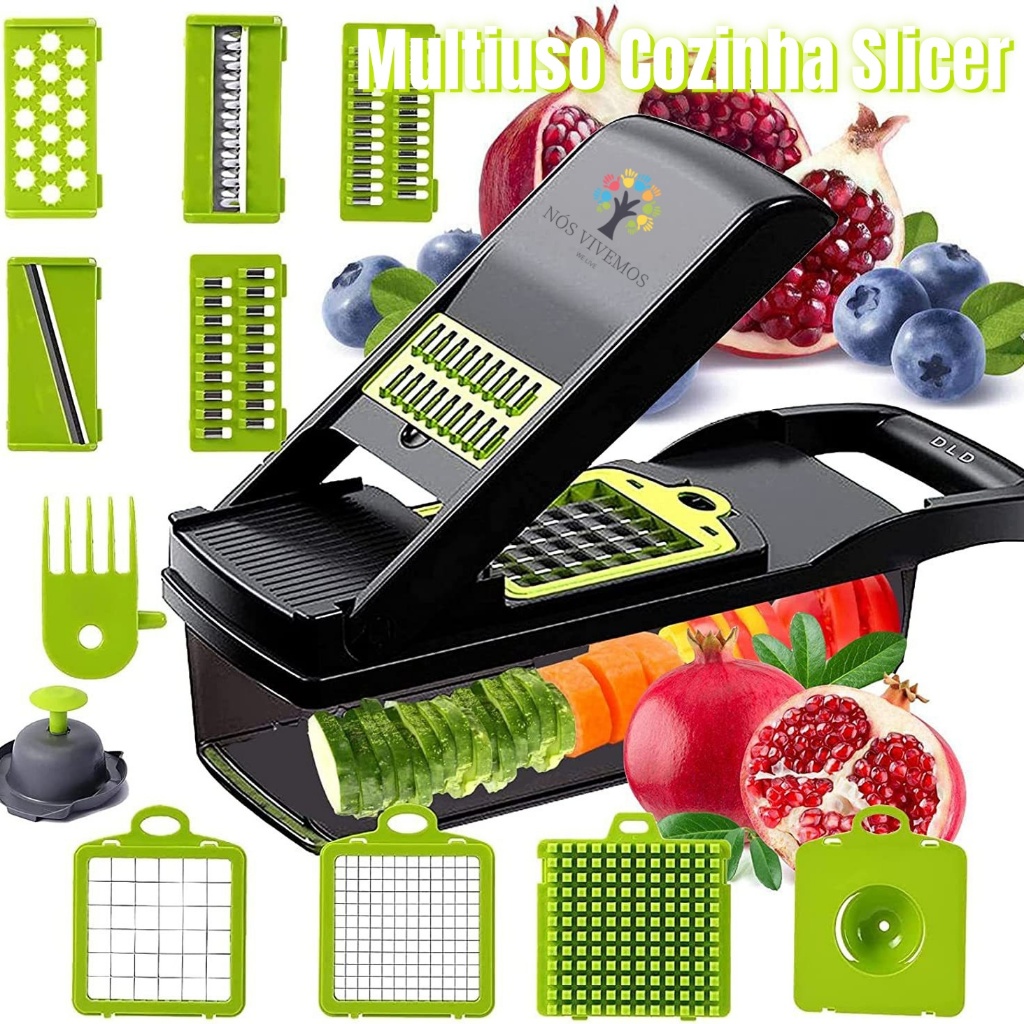 Fatiador de cozinha multifuncional profissional em aço inoxidável 16 em 1 fatiador de vege...