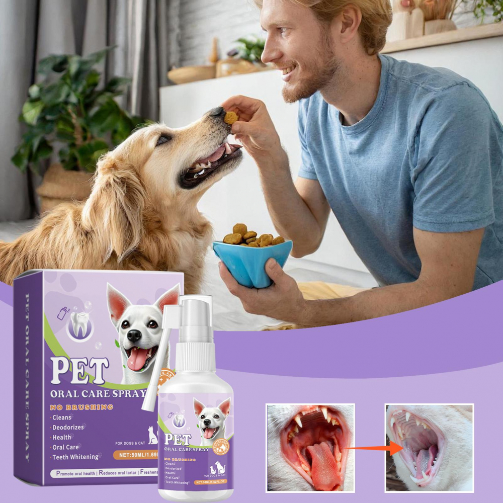 50ml De Spray De Limpeza Oral Pet Cães E Gatos Dentária Eliminando O Odor Extração Natural De Plantas Bucal em Oferta na Shopee