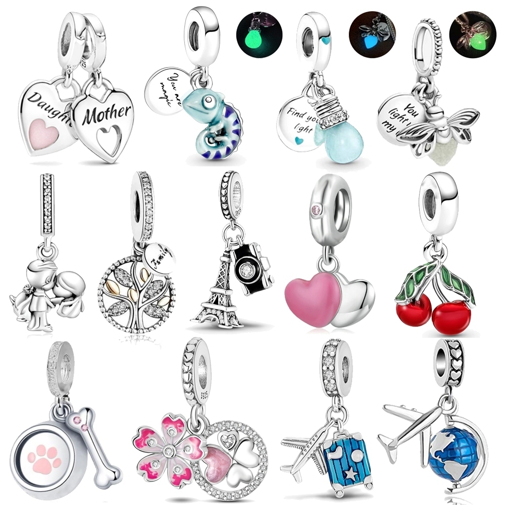 Bijuteria Berloque Separador De Prata 925 Amuletos 2 Em 1 Pingente Pulseira De Decoração Jóias De Bricolage