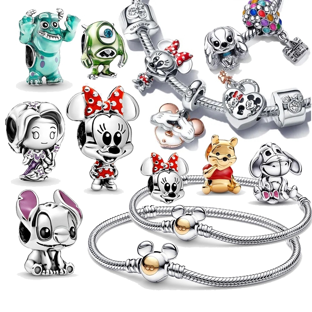 Berloque De 925 Prata Rato Cão Desenho Animado Pingente Charme Beads Urso Charms Para Pulseiras em Oferta na Shopee