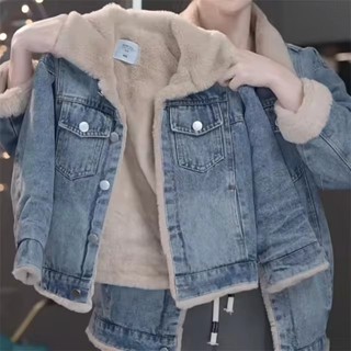 Meninas Jaqueta Jeans Grossa Inverno Quente Acolchoado Casaco Infantil Lapela Solta Outerwear Novo Casual Parkasirt em Oferta na Shopee