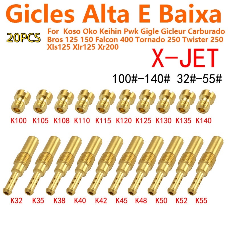 Kit 20 GiclêS Carburador Gigles Cg FAN Titan BROS125 150 Keihin Koso OKO PWK PWM CBX150 200 XR200 XLS XLR 125 Twister em Oferta na Shopee