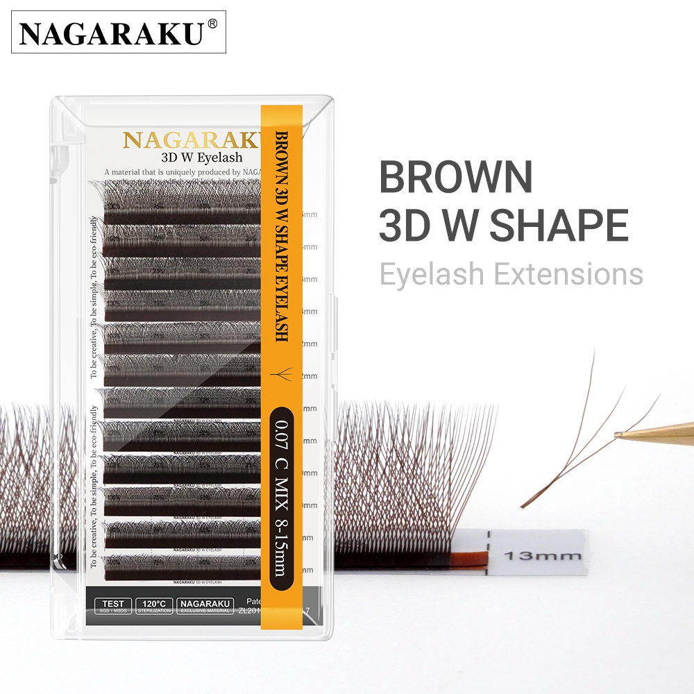 NAGARAKU Brown Flower Automático W Shape Bloom 3D Premade Ventiladores Extensões De Pestanas Individuais De Luz Suave em Oferta na Shopee