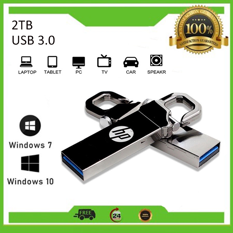 Pen Drive Original HP USB 3.0 Materiais Metálicos Pendrive De 2 Tb À Prova D'água E De Poeira OTG