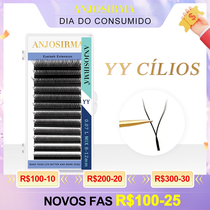 Pestanas ANJOSIRMA YY Shape Cílios Fox Eyes Faux Mink Brasileiras Macias Premade Volume De Ventilador