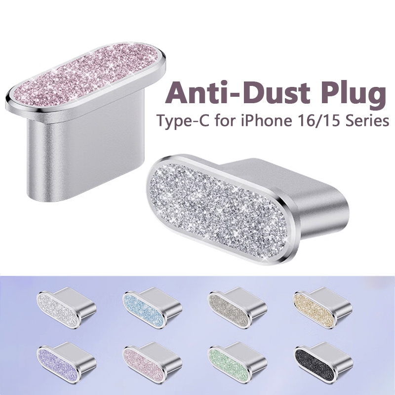 Plugue Antipoeira De Diamante Brilhante Para iPhone 17/16/15 Series De Porta De Carga Tipo C Tampa À Prova De Poeira