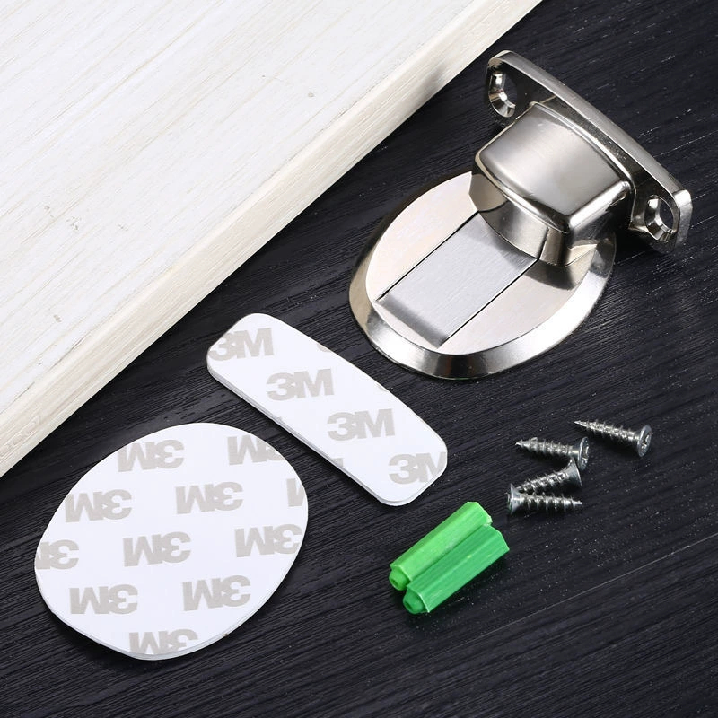 Kit 4 Trava Prendedor Batetor Fixador de Porta Magnético Adesivo Amortece Impacto Inox Cromado
