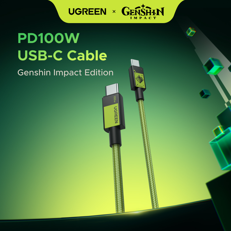 UGREEN Genshin Impact Edition 100W PD Cord Cabo de carregamento rápido USB 3.0 Cabo de dados para iPhone 15, Samsung S24
