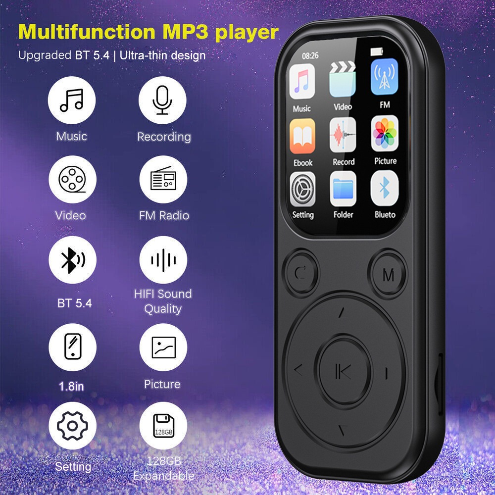 MP3/MP4 Music Player Rádio FM Eletrônico Leitor Portátil Com Tela De Alta Definição De 2 Polegadas
