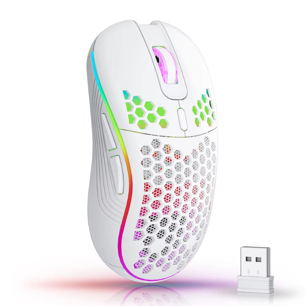 Mouse Para Jogos Sem Fio 7200DPIE Honeycomb Shell Botões Laterais 2.4G PC/Tablet/Desktop/Escritório /