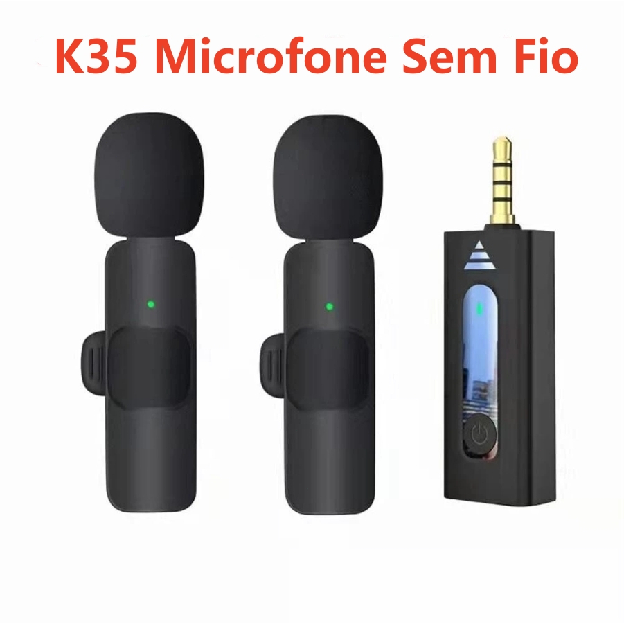 K35 Microfone Sem Fio De Lapela Portátil Lavalier 3.5 Furos Cancelamento Ruído Inteligente Conector