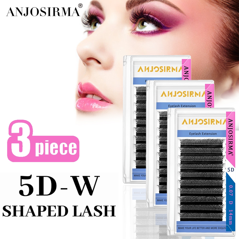 ANJOSIRMA 3pcs 5D W Extensão De Pestanas Rússia Volume Fofo Premadeado Ventiladores Trevo Faux