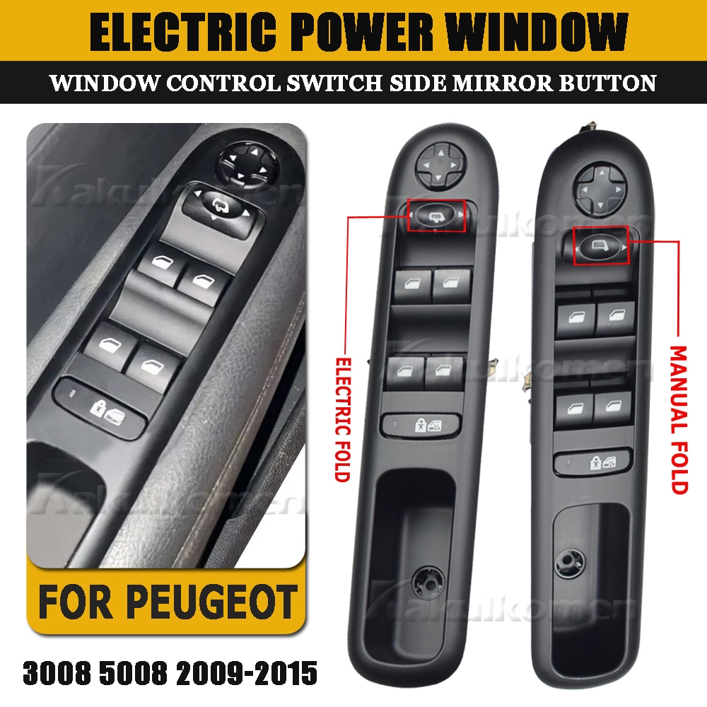 Interruptor elétrico principal da janela, interruptor levantador da porta dianteira esquerda, adequado para Peugeot 3008 em Oferta na Shopee