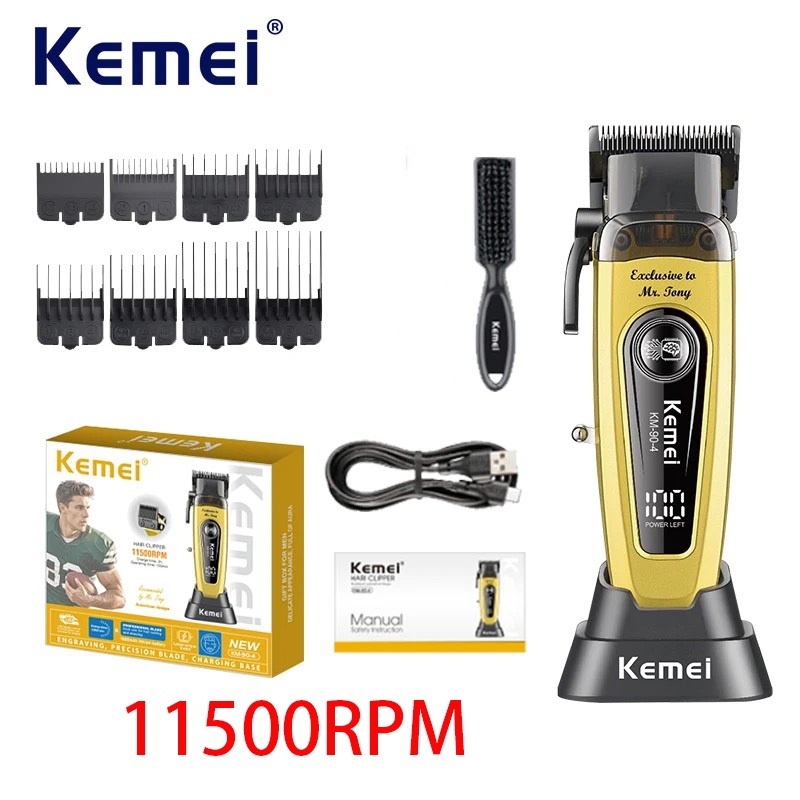 Kemei Profissional motor Sem Escova Máquina De Cortar Cabelo 11500RPM Fio Barbeiro Aparador De Elétrico DLC-Lâmina Corte em Oferta na Shopee