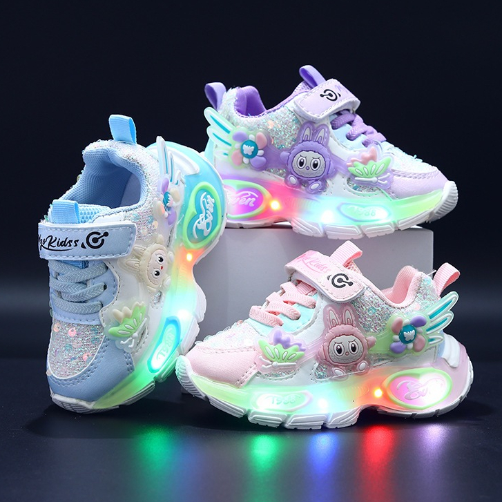 2026 Novo Estilo tênis infantis meninas estudantes casuais sapatos de placa alta sapatos de bebê LED sapatos