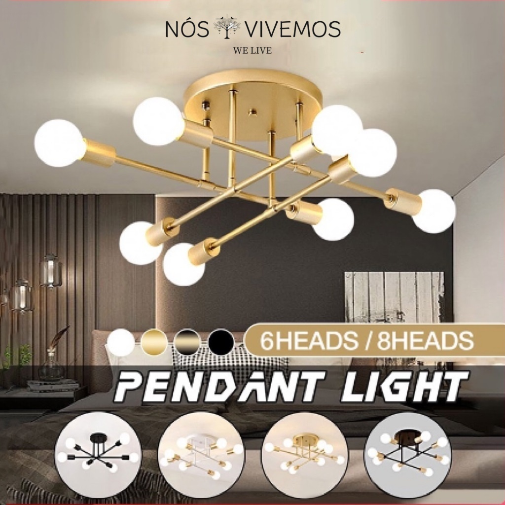 Lustre Moderno Lâmpada De Teto Semi-Embutida Iluminação De Ouro Antiga Nórdica em Oferta na Shopee