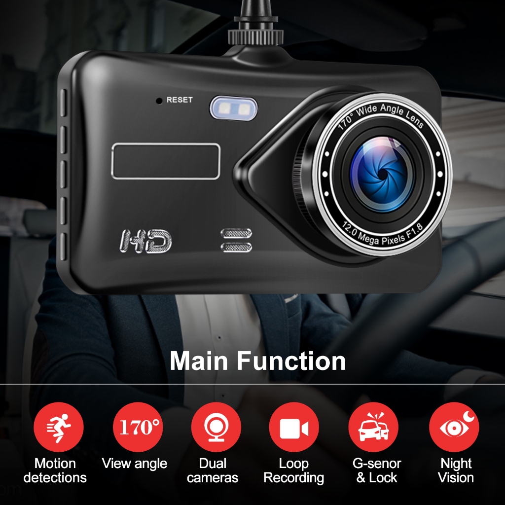 2 Lentes 1080P HD Visão Noturna Função De Invertendo Carro Frontal E Traseira Tela Sensível Ao Toque Gravador De Conduçã - Automobiles