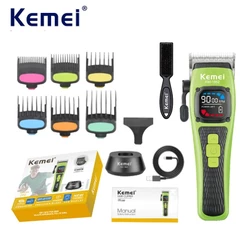 Kemei Profissional Barbeiro Máquina De Cortar Cabelo Sem Fio Recarregável Aparador De Elétrico Masculino Corte Kit De Pr