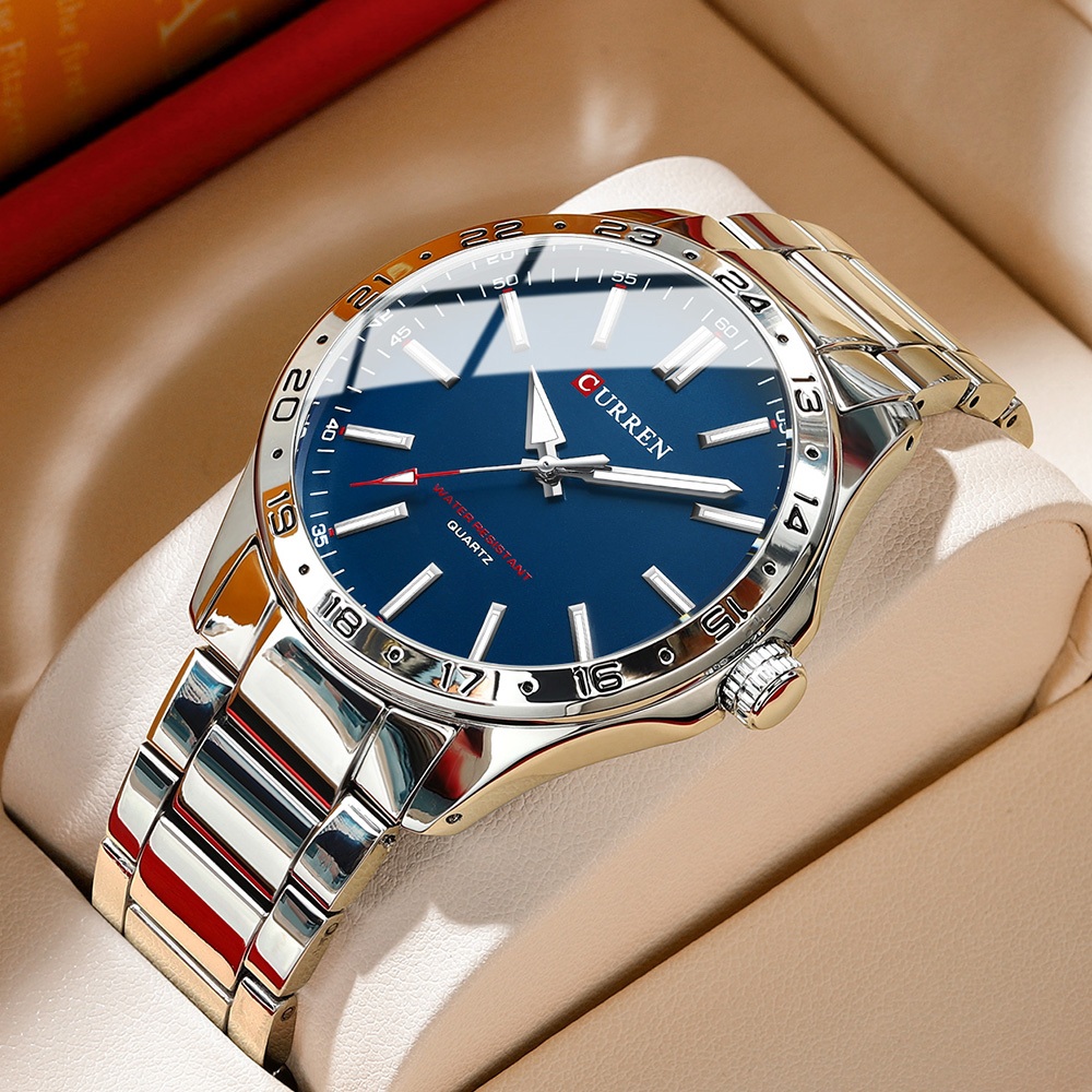 CURREN Relógio Masculino Original Genuíno Moda Casual Negócios Simples Mostrador Luminoso Aço Inoxidável Quartzo À Prova em Oferta na Shopee