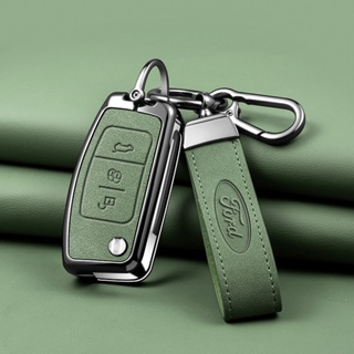 Couro + Metal Caso Chave Do Carro Capa Protetora Para Ford Focus 2 MK2 Fiesta Mondeo Galaxy Ecosport Kuga Escape Falcon em Oferta na Shopee