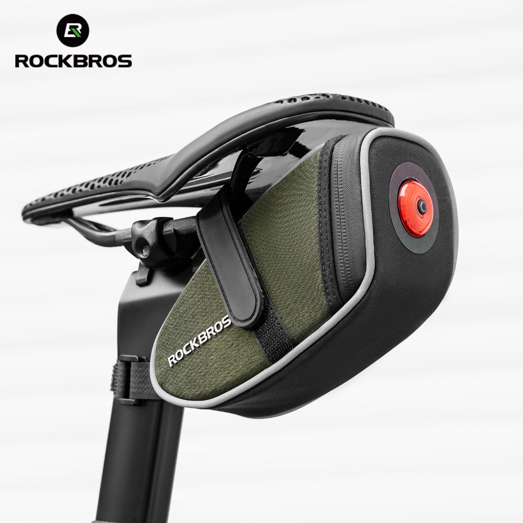 ROCKBROS Bolsa De Selim De Bicicleta Com Luz Traseira À Prova D'água IPX6 , Resistente Ao Desgaste , Capacidade De 0.45L em Oferta na Shopee