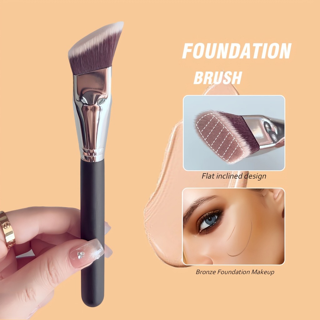 Pincel Profissional De Base Grande Angular-Sintético , Sem Fragrância Para Todos Os Tipos De Pele , Ideal Contorno E Mis