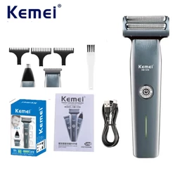 Kemei Barbeador Elétrico De Folha , Sem Fio , Cabeça Careca , 3 Em 1 , Recarregável , Aparador De Cabelo Para Homens , K