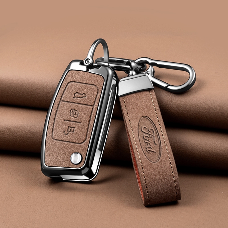 Metal + Couro Caso Chave Remota Do Carro Capa Escudo Para Ford Focus 2 MK2 Fiesta Mondeo Galaxy Ecosport Kuga Escape Fal em Oferta na Shopee