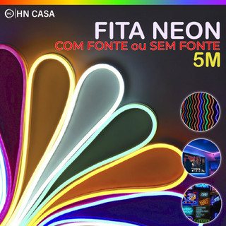 Fita de LED Mangueira Neon 5 Metros 60W Flexível Sem Fonte 12V | 8 Cores