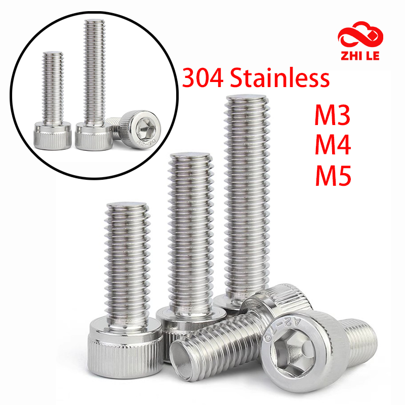 M3 M4 M5 Soquete Hexágono Tampa Cabeça Parafusos 304 Aço Inoxidável Conjunto De Computador Hex Parafuso De Metal Allen C