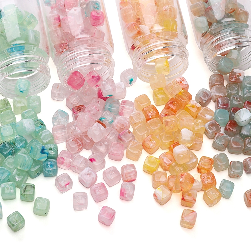 [6x6mm] Cerca De 40 Peças De Contas Quadradas De Duas Cores DIY Fazendo Pulseira Mochila Acessórios De Corrente Suspensa