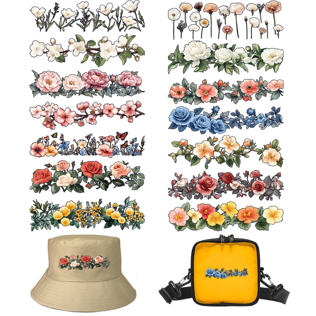 Conjunto De Flores De Transferência De Calor , Vinil , Fácil Impressão Para Roupas , Adesivos , Vestidos , Camiseta , Fa em Oferta na Shopee