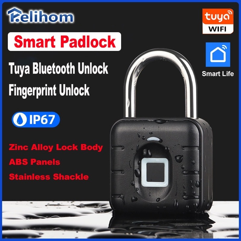 Cadeado De Impressão Digital Tuya Bluetooth Smart Lock Fechadura De Porta Inteligente Ao A...