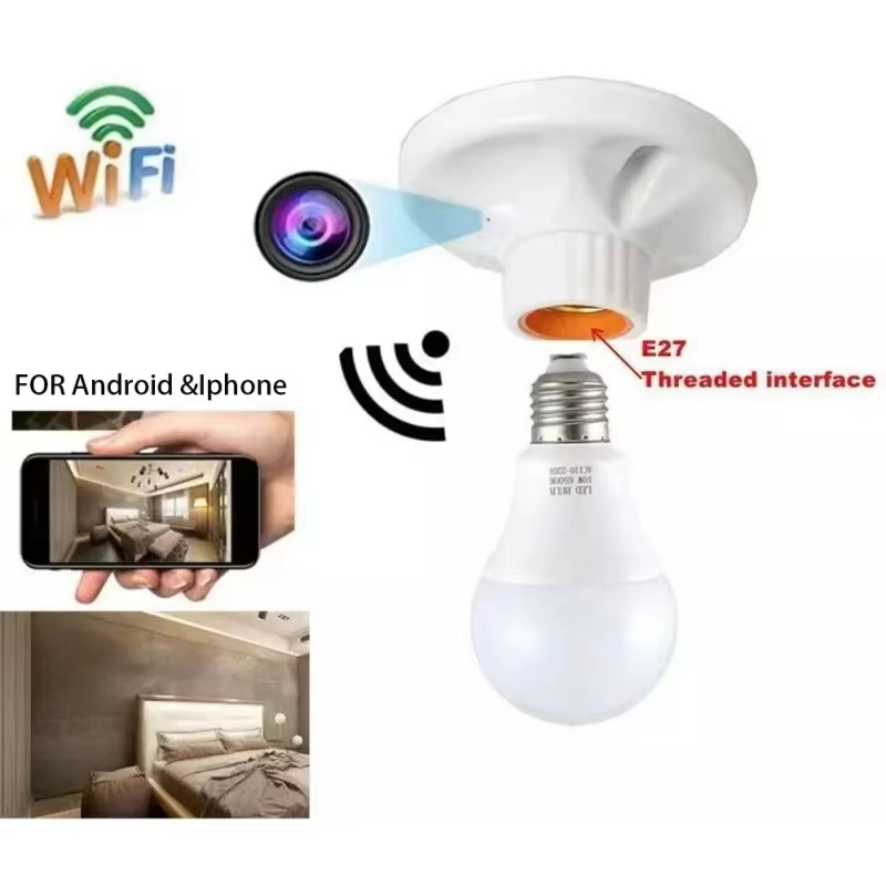 Casa Hotel Teto E27 Suporte Da Lâmpada Wifi Mini Câmera Base De Soquete HD IP Sem Fio Streaming Ao Vivo APP Monitorament