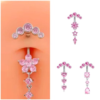 Acessório De Punção De Anel De Umbigo De Aço Inoxidável Com Gota De Água Rosa em Oferta na Shopee