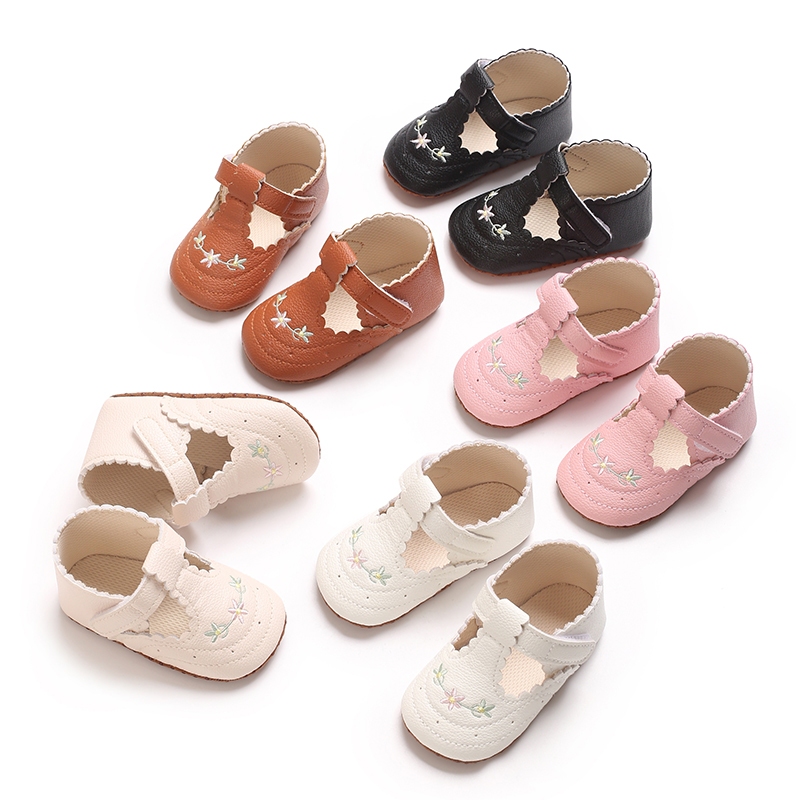 Sola De Borracha Antiderrapante Sapatos De Bebê Meninas Princesa Para Batizado Branco Babtismal prewalker 0-18M